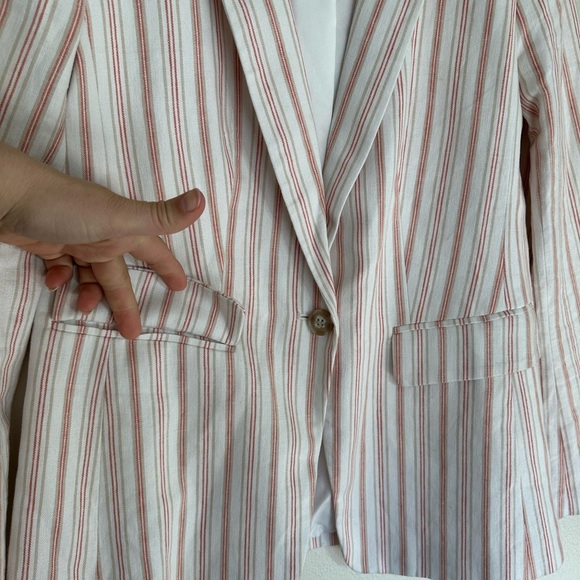 LOFT Striped Linen Blend Modern Blazer - Picture 3 of 8